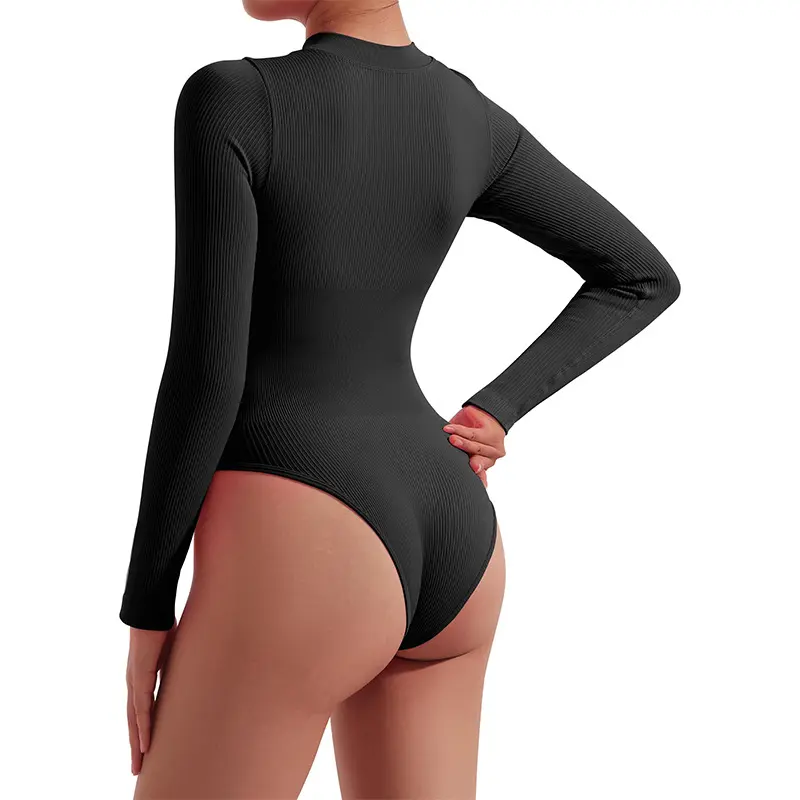 No chest pads, seamless zipper, long-sleeved yoga clothes, casual sports onesies, shapewear, workout clothes for women