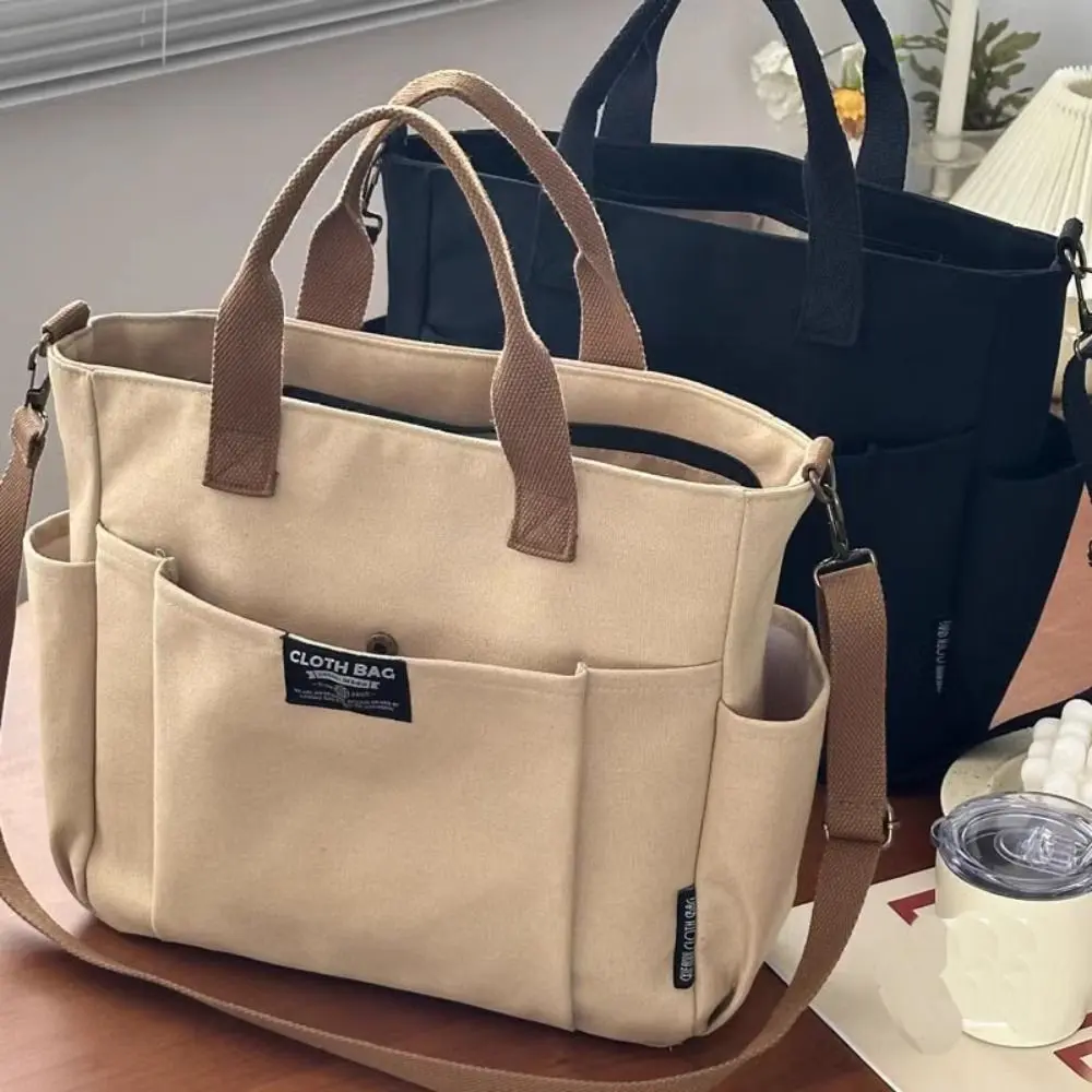 Creative Women's Messenger Bag Multi Pocket Large Capacity Canvas Tote Shoulder Bag Casual Crossbody Handbags Shopping Bag