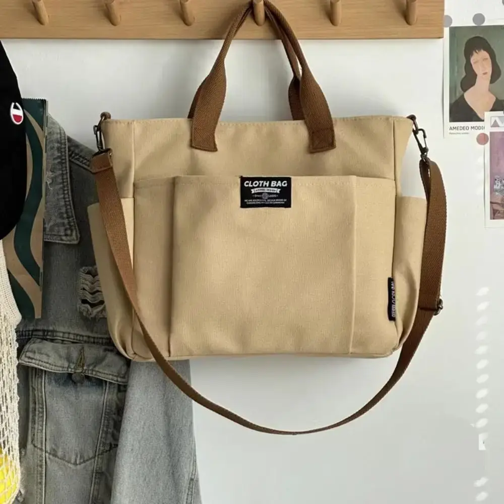 Creative Women's Messenger Bag Multi Pocket Large Capacity Canvas Tote Shoulder Bag Casual Crossbody Handbags Shopping Bag