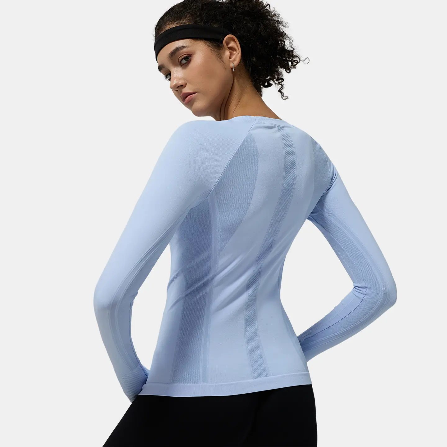 Yoga clothes long sleeves back texture design quick drying round neck sports tight fitness clothes T-shirt yoga tops women