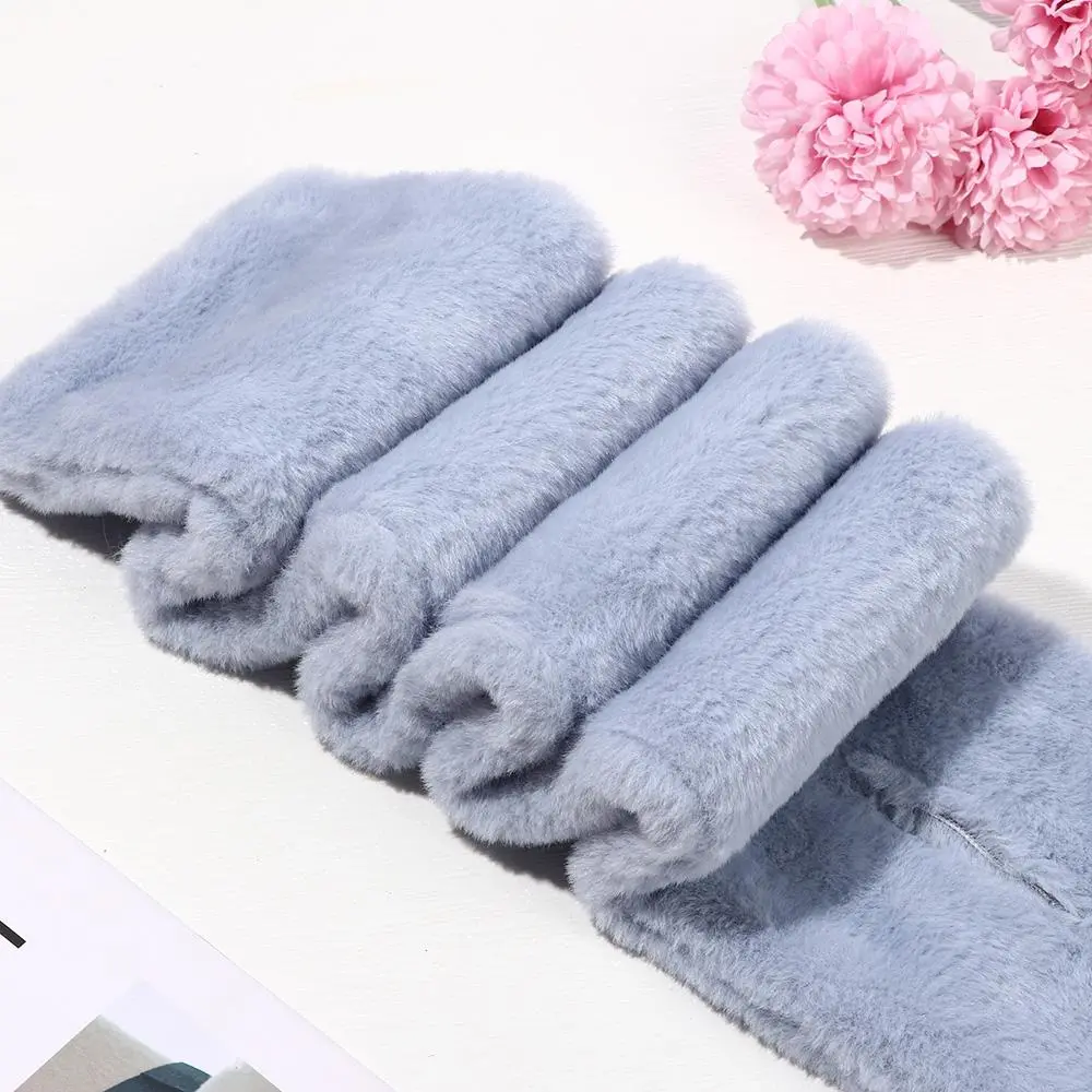 Women Winter Warm Thicken Cross Collar Scarf  Solid Color Faux Rabbit Fur Plush Elegant Shawl Scarfs Thicken Neckerchief Wrap
