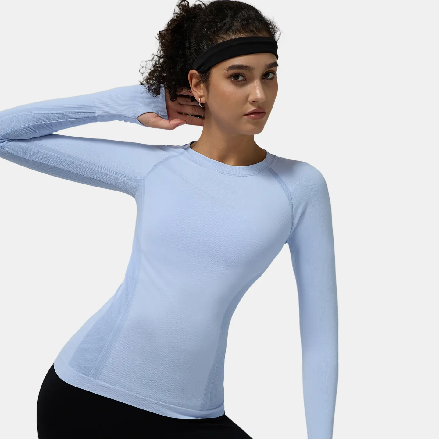 Yoga clothes long sleeves back texture design quick drying round neck sports tight fitness clothes T-shirt yoga tops women