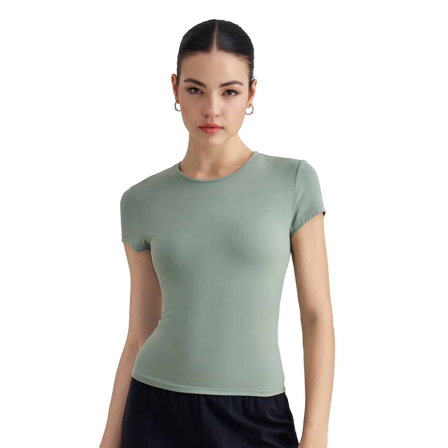 Strictly selected SNU nude light casual sports short-sleeved women's waist versatile yoga T-shirt running training fitness top