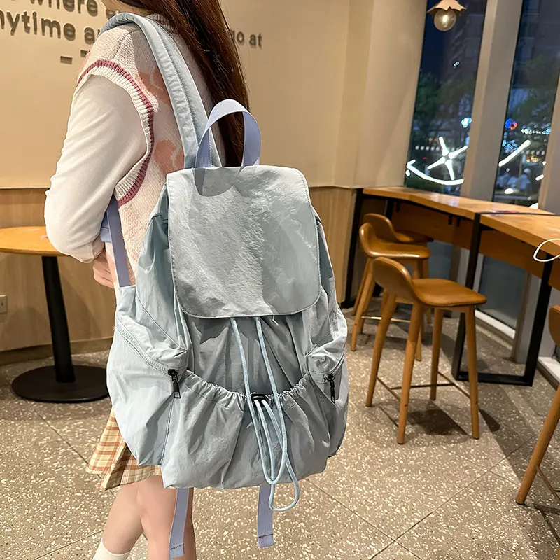 New travel bag trendy travel short drawstring lightweight backpack women portable fashion casual backpack men