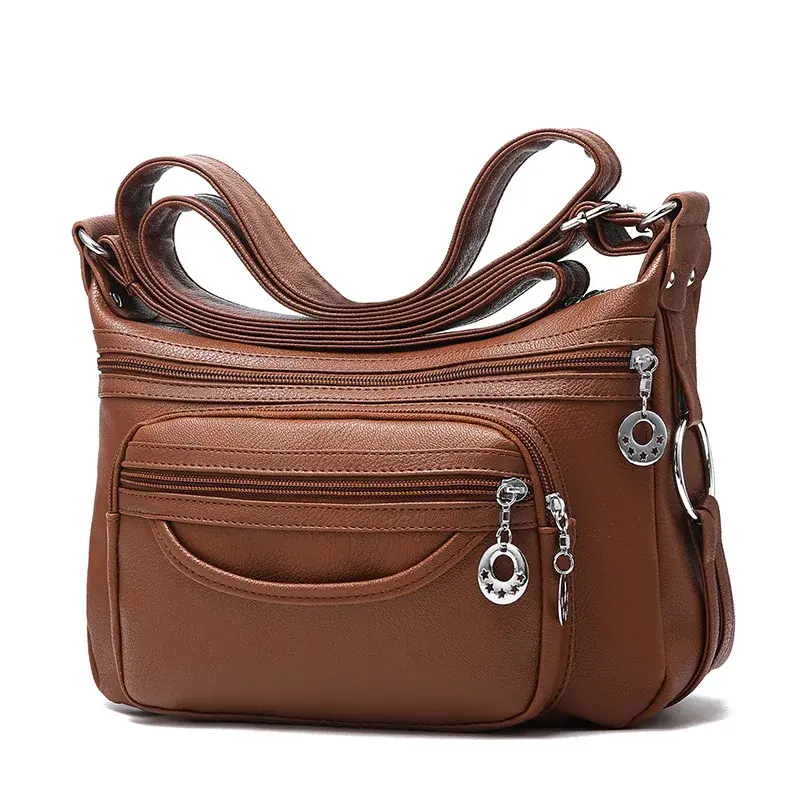 Soft leather shoulder bag new middle-aged mother bag casual crossbody bag for middle-aged and elderly women purses and handbags