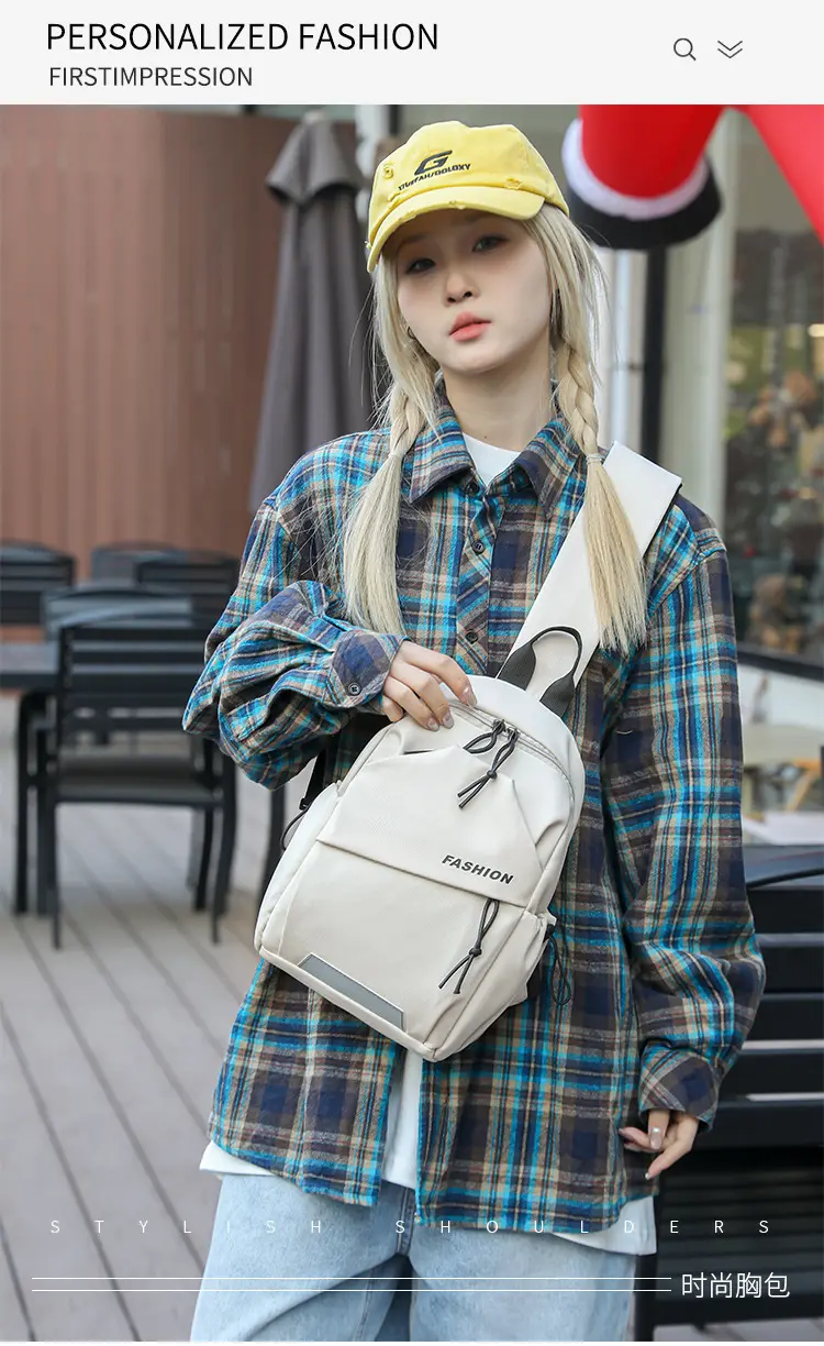 Breast bag men's casual messenger bag versatile shoulder bag student fashion sports small backpack crossbody bags for women