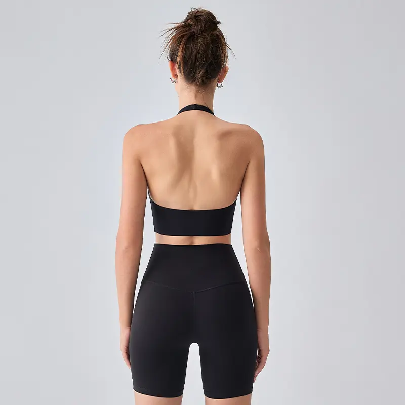 Neck sports underwear fixed cup nude yoga vest beautiful back gather fitness underwear bra women's sports bra