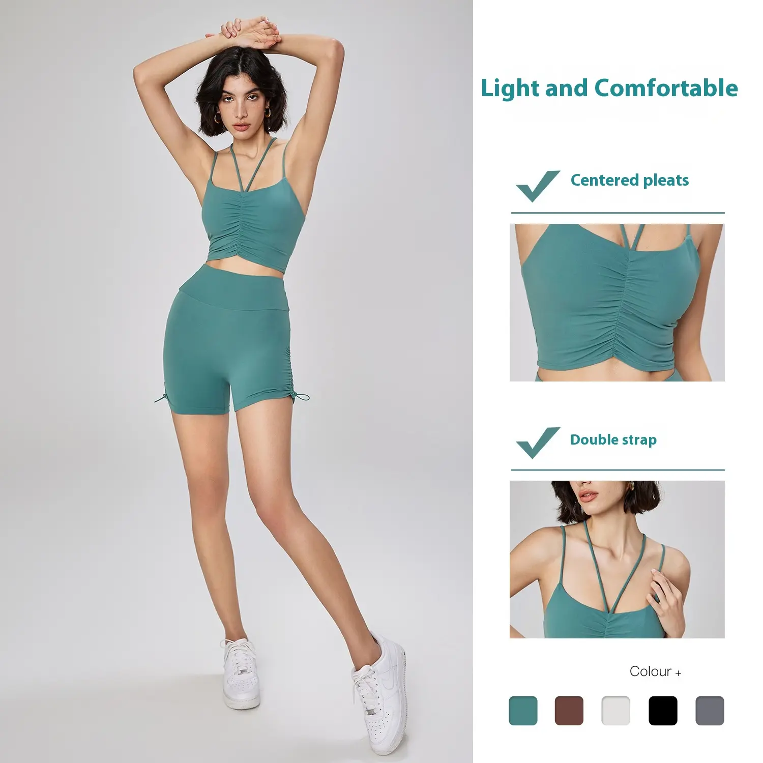 Sports underwear women's slender shoulder suspenders yoga bra fake two pieces sexy backless fitness vest sports bra