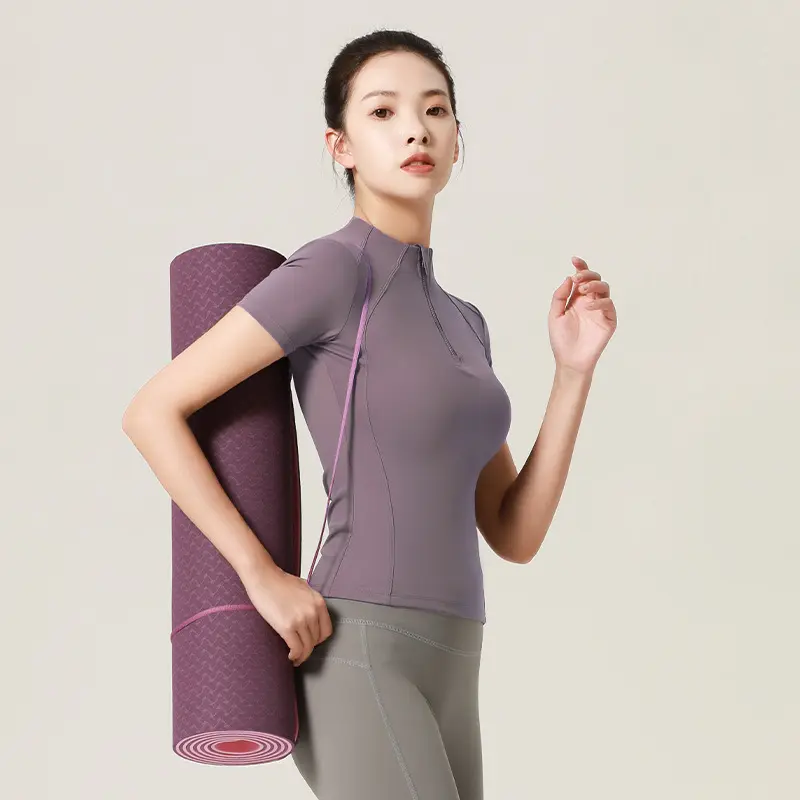 Elastic shaping sports top waist yoga sports short-sleeved women's nylon breathable fitness yoga clothes