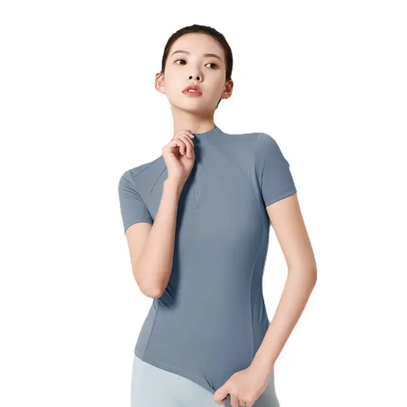 Elastic shaping sports top waist yoga sports short-sleeved women's nylon breathable fitness yoga clothes