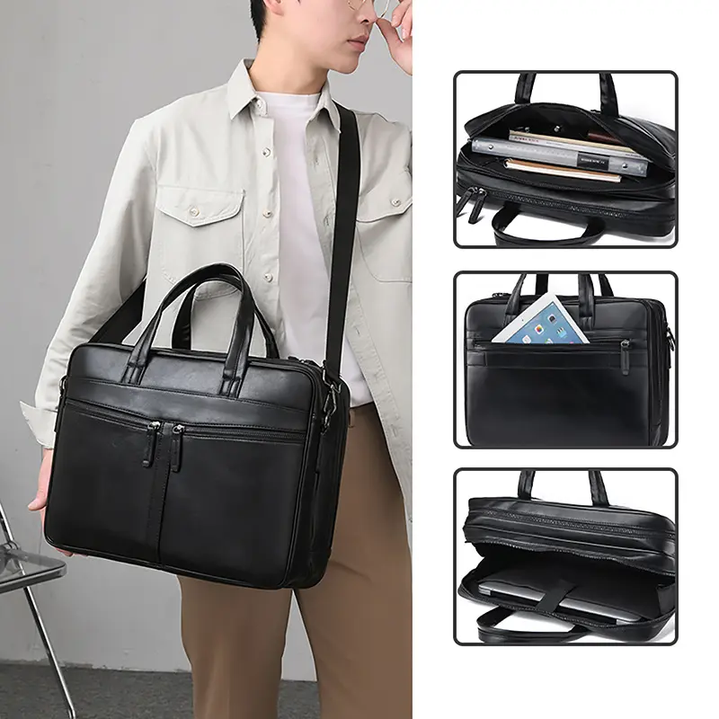 Men's business 15.6 inch computer bag large capacity messenger handheld file bag men bag briefcase