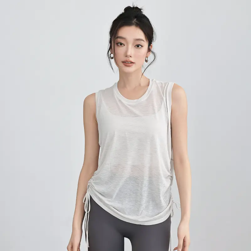Sports short sleeves loose yoga clothes blouse tulle top yoga tops women gym top