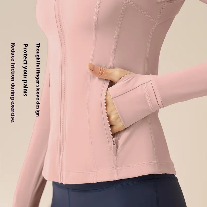 Juyatang tight yoga jacket slim and thin nude fitness sports jacket women