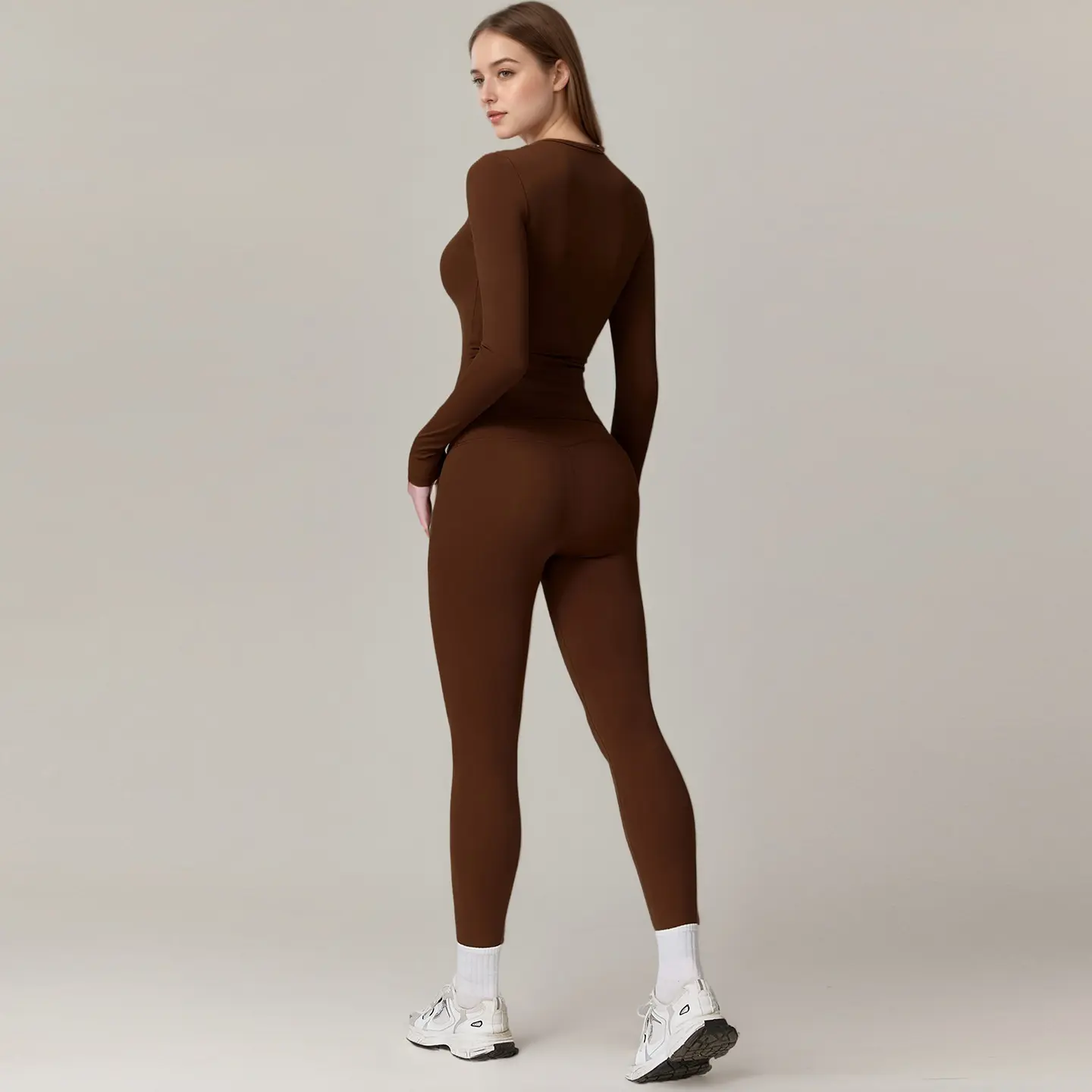 Fitness suit long-sleeved women's quick-drying high-elastic running training sports set women's yoga set