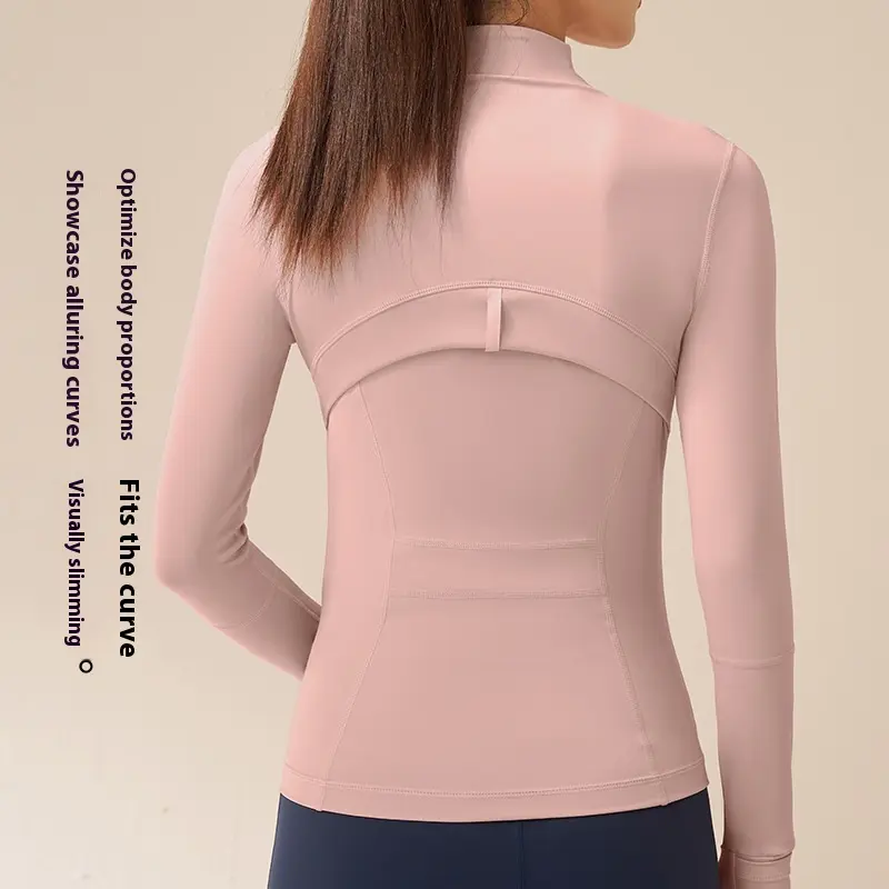 Juyatang tight yoga jacket slim and thin nude fitness sports jacket women