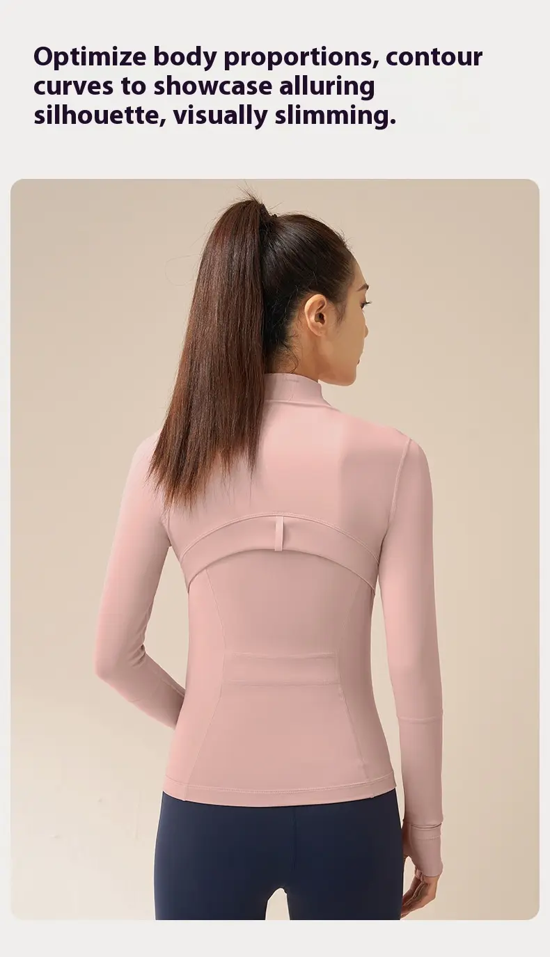 Juyatang tight yoga jacket slim and thin nude fitness sports jacket women