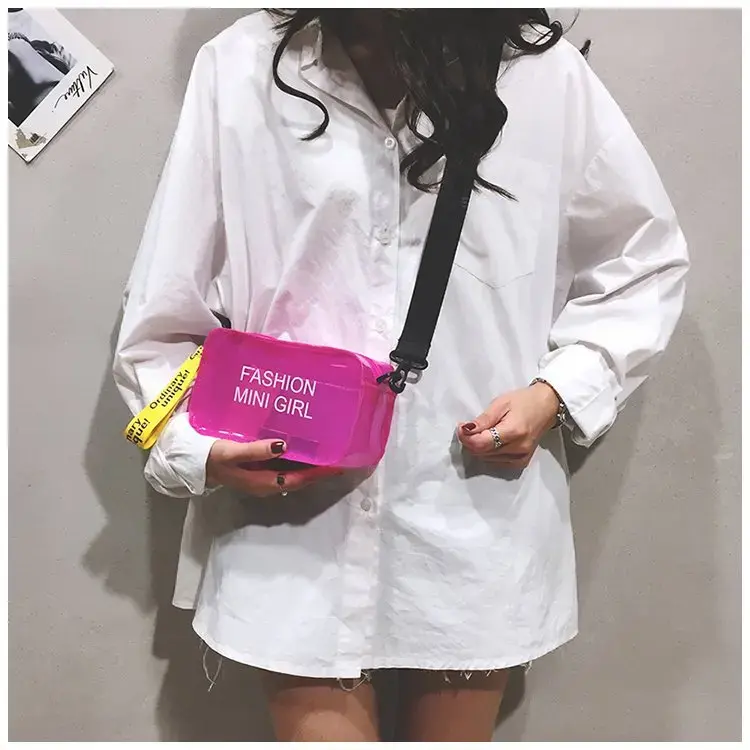 PU shoulder bag Zipper car suture single shoulder crossbody small square bag artificial leather transparent crossbody bag