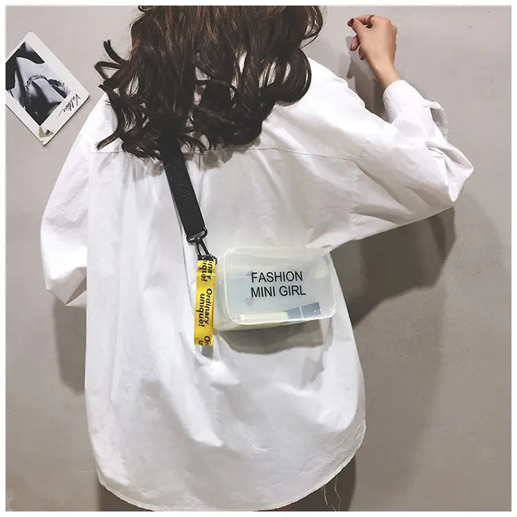 PU shoulder bag Zipper car suture single shoulder crossbody small square bag artificial leather transparent crossbody bag
