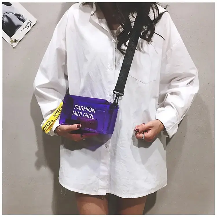 PU shoulder bag Zipper car suture single shoulder crossbody small square bag artificial leather transparent crossbody bag