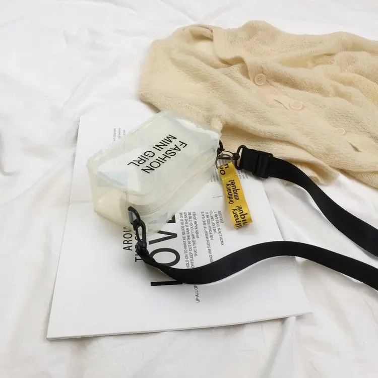 PU shoulder bag Zipper car suture single shoulder crossbody small square bag artificial leather transparent crossbody bag