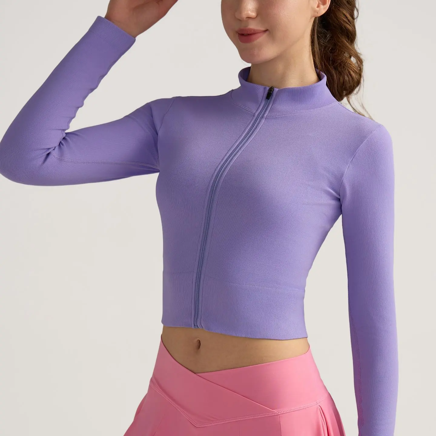 Long Sleeve Yoga Jacket with Zipper Quick Drying Breathable Fitness Top High Skinny Sports Yoga Clothes Yoga Tops Women