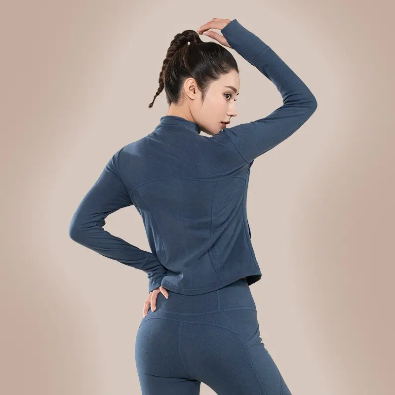 Juyitang polished yoga clothes, tops, peach sports jackets, women's autumn and winter zipper vertical fitness clothes