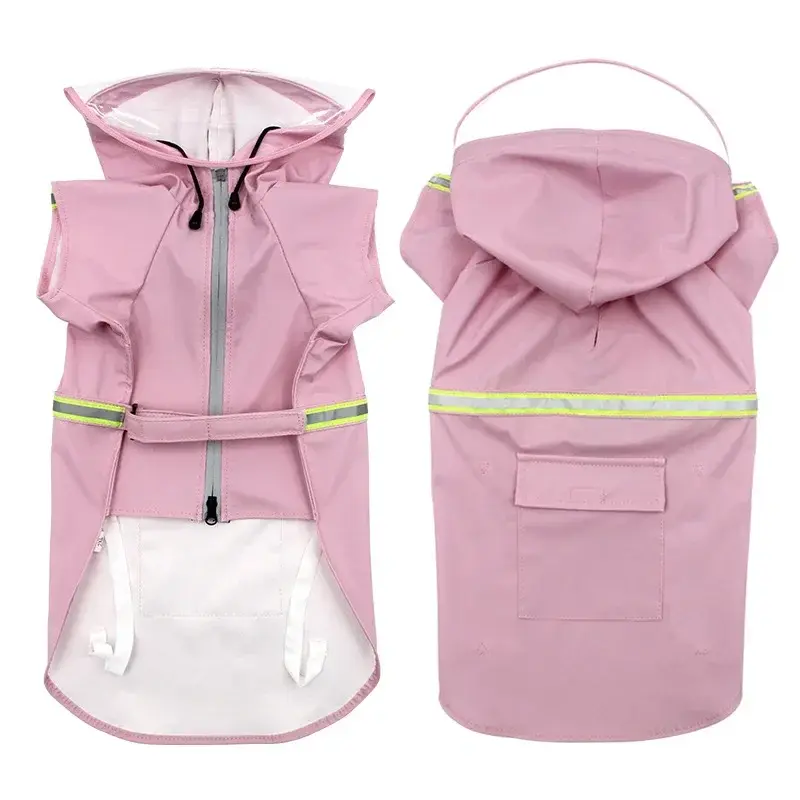 Pet raincoat with hat brim large dog poncho waterproof reflective dog raincoat pet clothes in stock raincoat  pet clothes