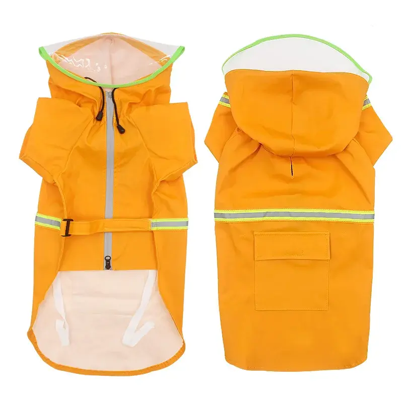 Pet raincoat with hat brim large dog poncho waterproof reflective dog raincoat pet clothes in stock raincoat  pet clothes