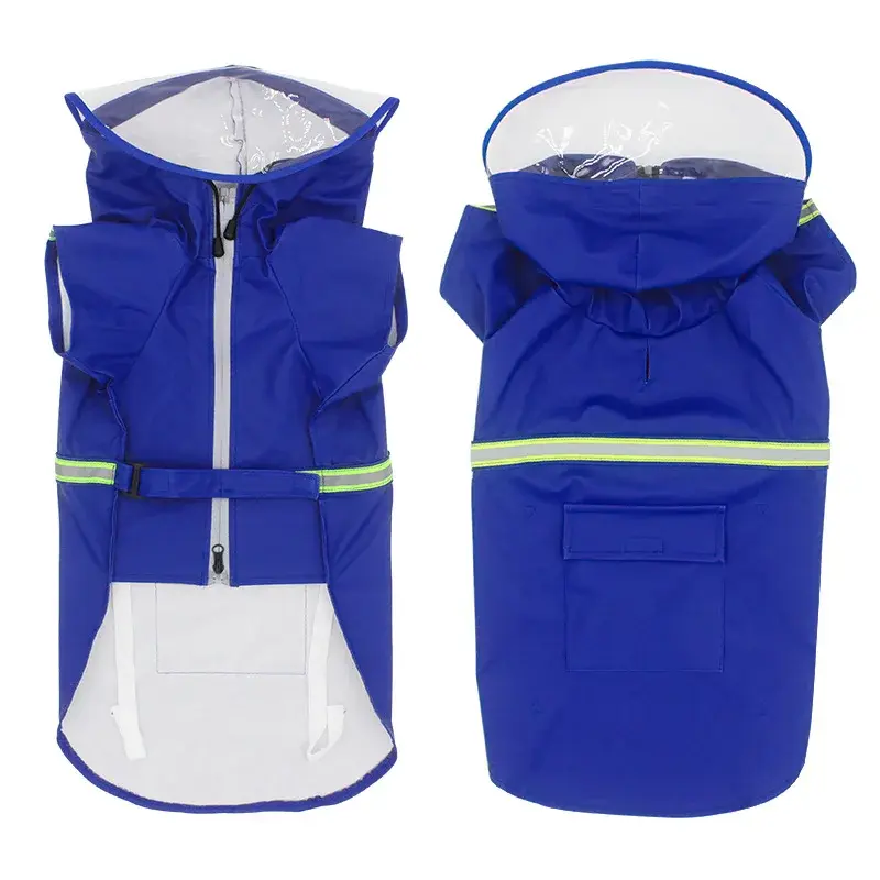 Pet raincoat with hat brim large dog poncho waterproof reflective dog raincoat pet clothes in stock raincoat  pet clothes