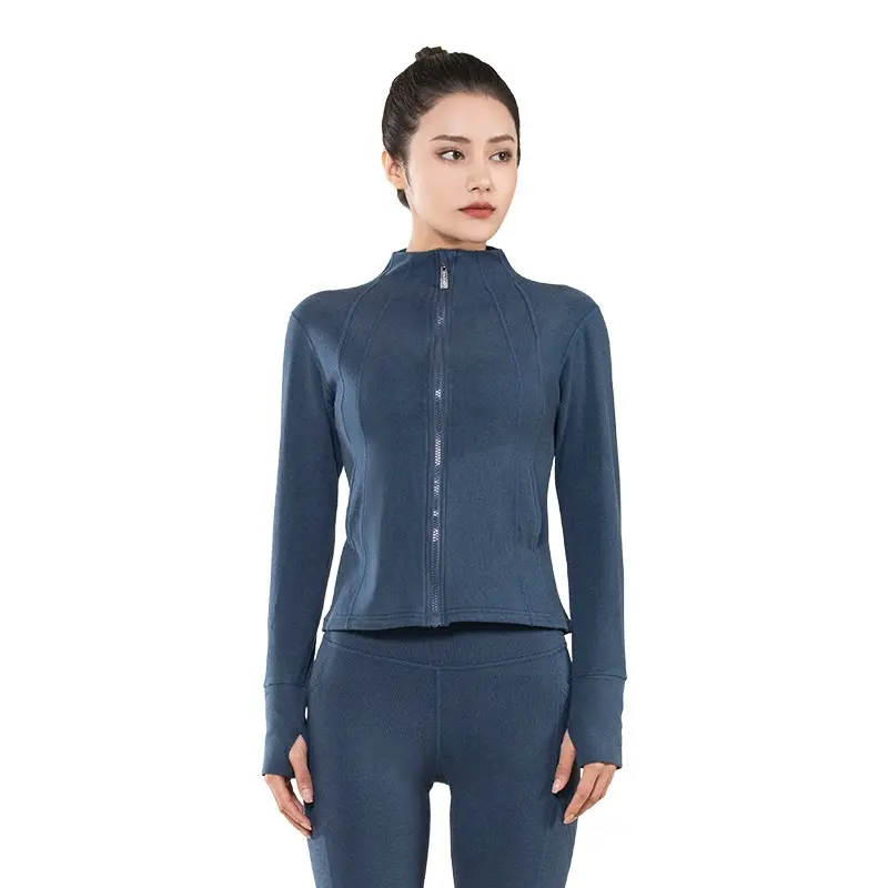 Juyitang polished yoga clothes, tops, peach sports jackets, women's autumn and winter zipper vertical fitness clothes
