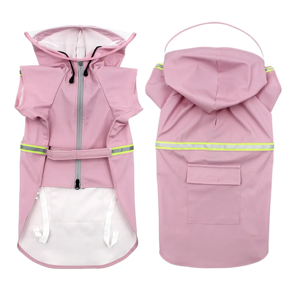 Pet raincoat with hat brim large dog poncho waterproof reflective dog raincoat pet clothes in stock raincoat  pet clothes