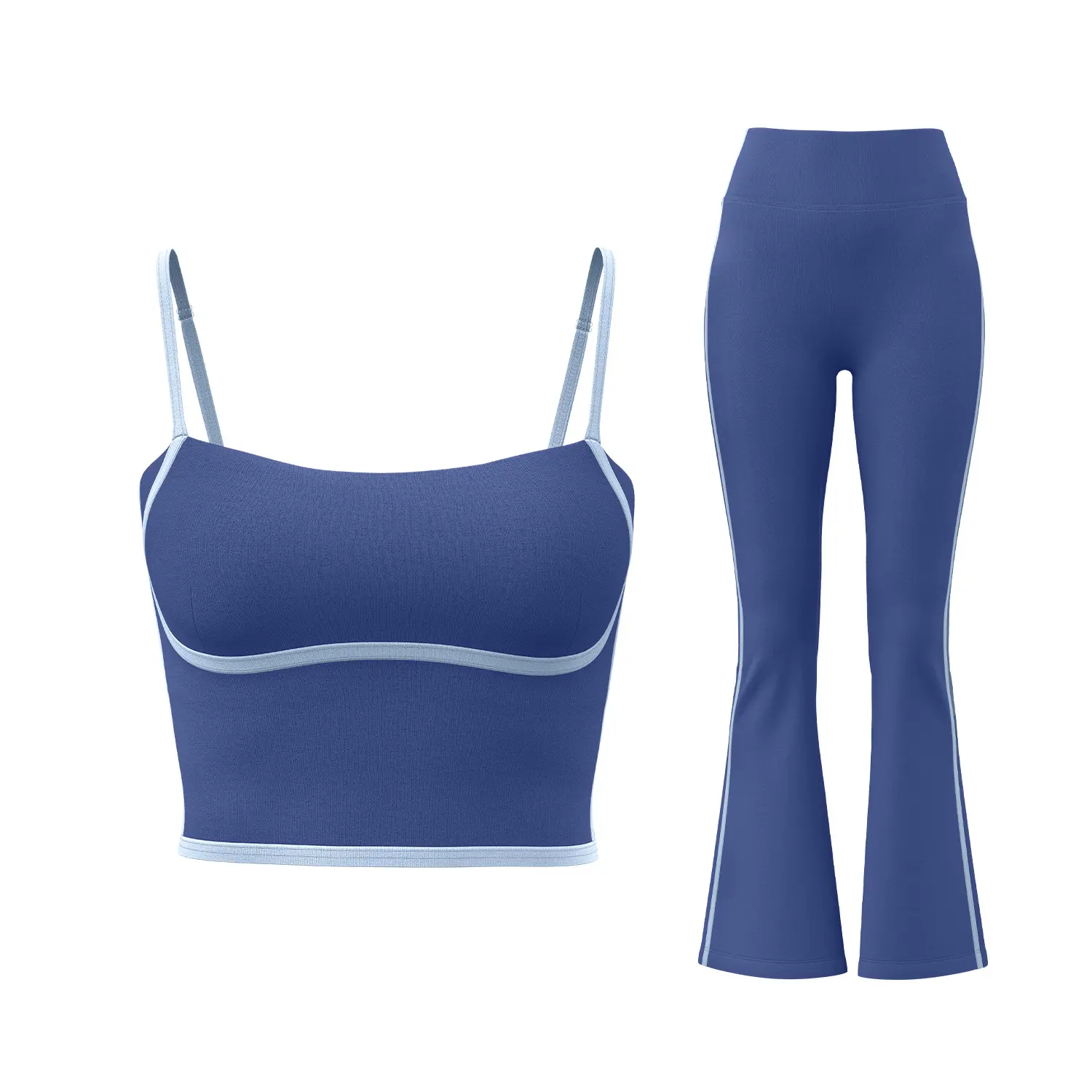 Juyitang peach linear yoga set high elastic sling vest high waist trousers set