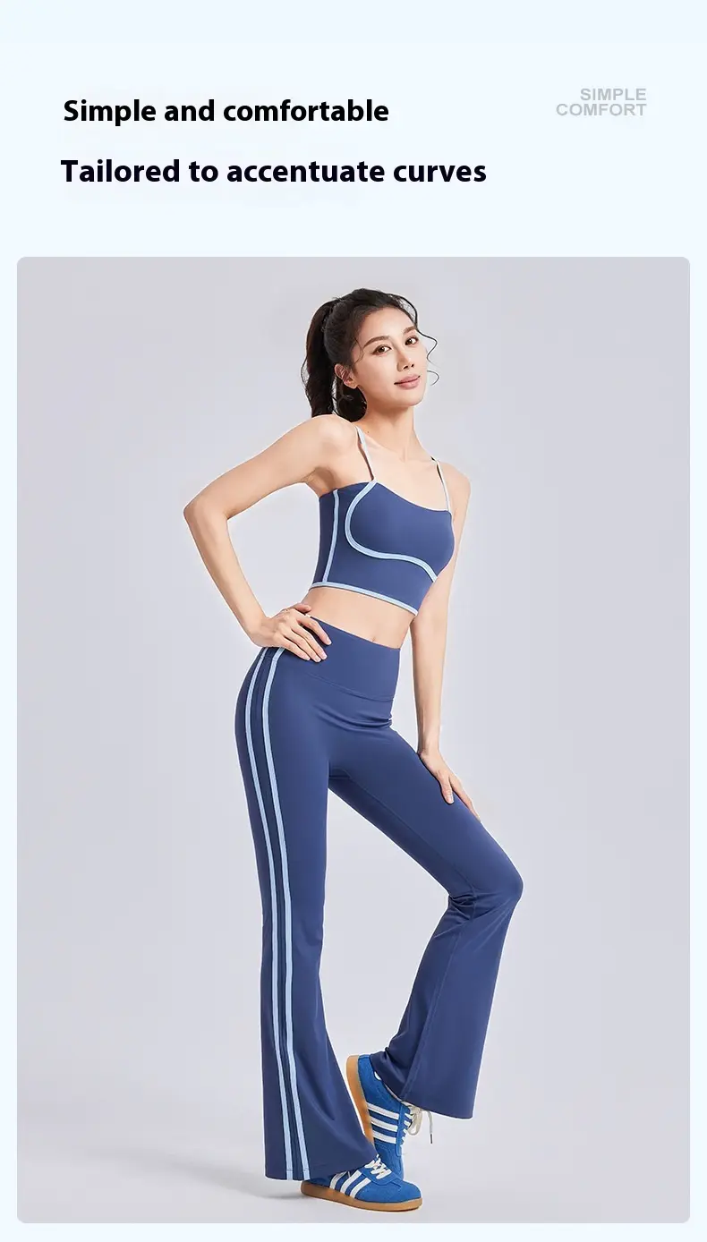 Juyitang peach linear yoga set high elastic sling vest high waist trousers set