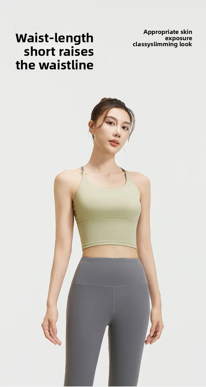 New splicing yoga suit shockproof gathering seamless back sports fitness suit vest for women