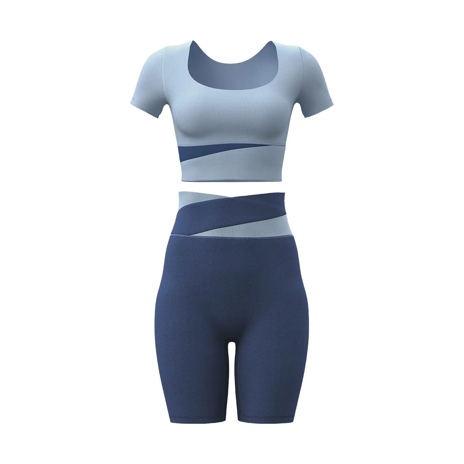 Juyitang contrasting color yoga suit women's spring and summer navel short top high waist hip pants running fitness clothes