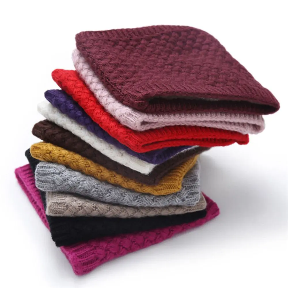 Knitted Neck Scarves Autumn Winter Thermal Women Men Thick Fleece Inside Wool Collar Elastic Scarves Outdoor Neck Warmer