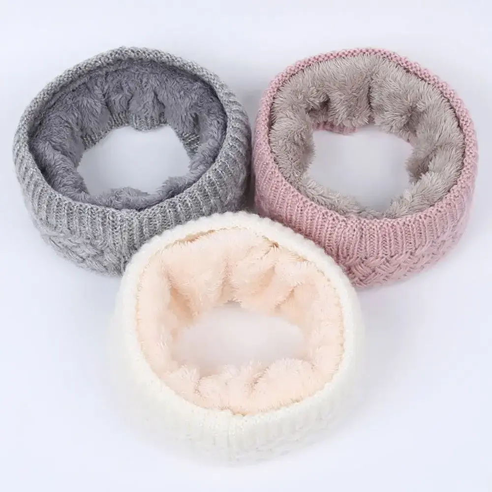 Knitted Neck Scarves Autumn Winter Thermal Women Men Thick Fleece Inside Wool Collar Elastic Scarves Outdoor Neck Warmer