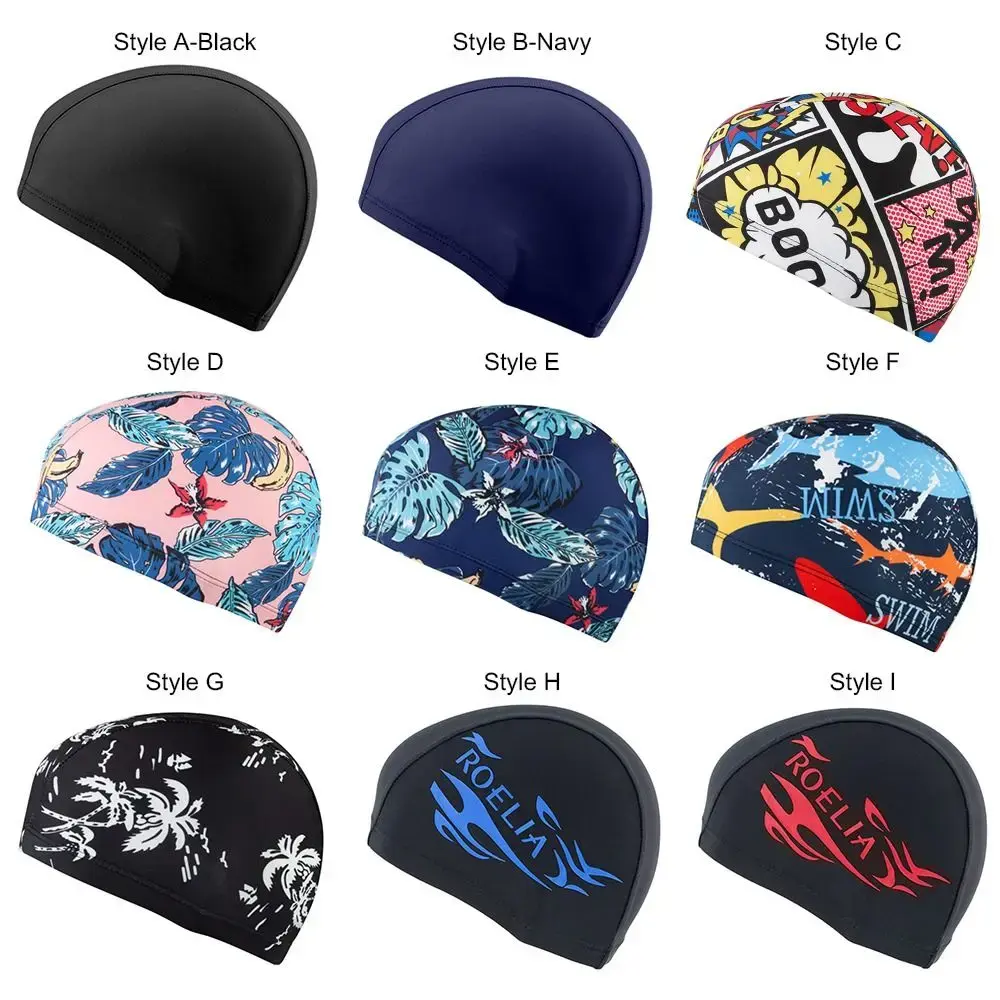 Swimming Cap Men Women Flowers Printed Long Hair Cap Sports Swim Pool Bathing Hat Elastic Nylon Turban Sports Accessory