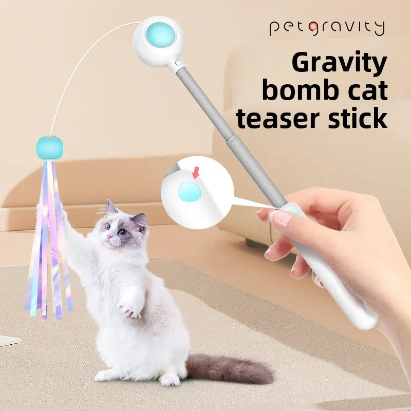 Gravity teasing cat stick Cat self hi Fairy feather bell replacement can add catnip pet supplies kitten toys
