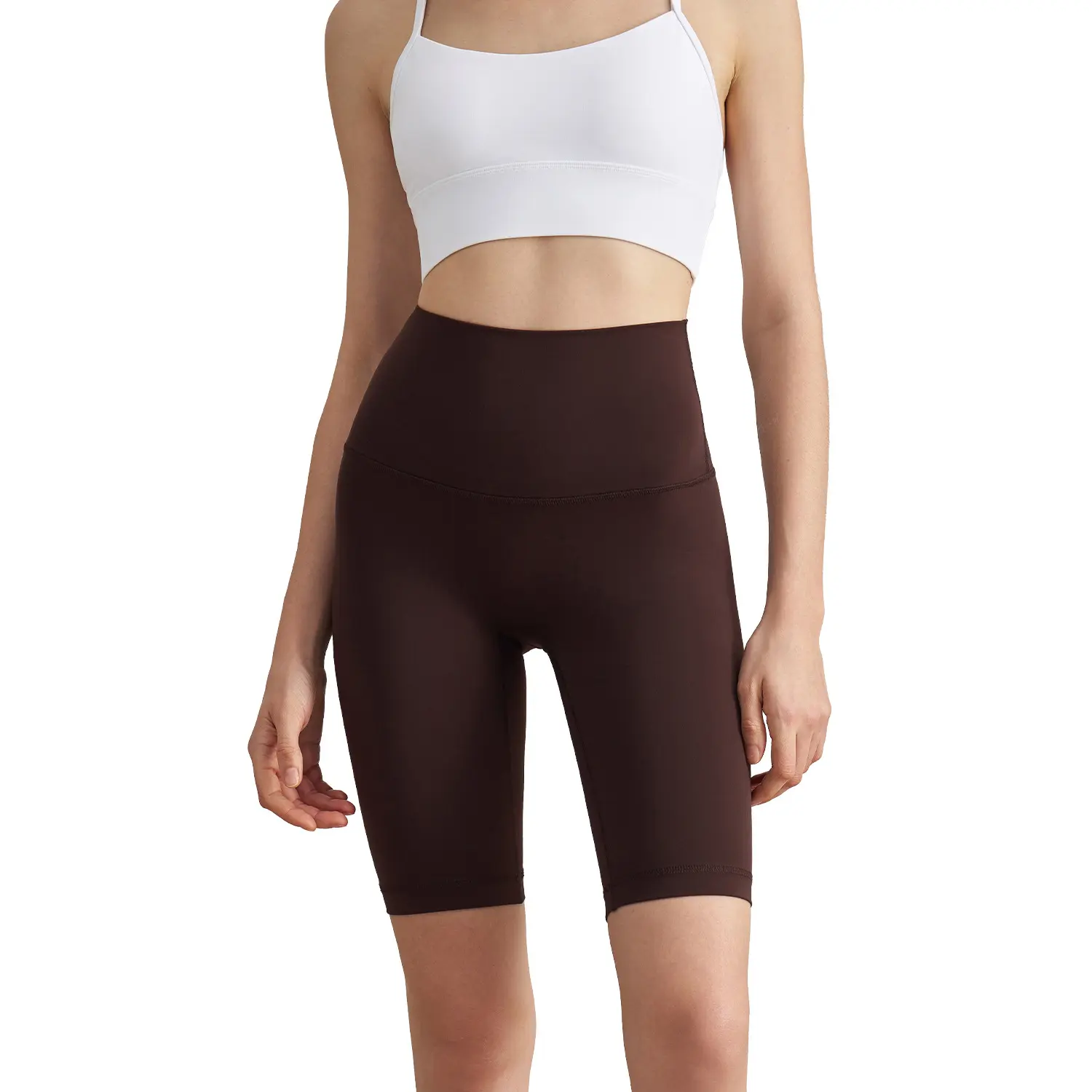 Yoga shorts women's hip lift high waist nude high elastic breathable fitness running cycling pants sport five-point pants summer