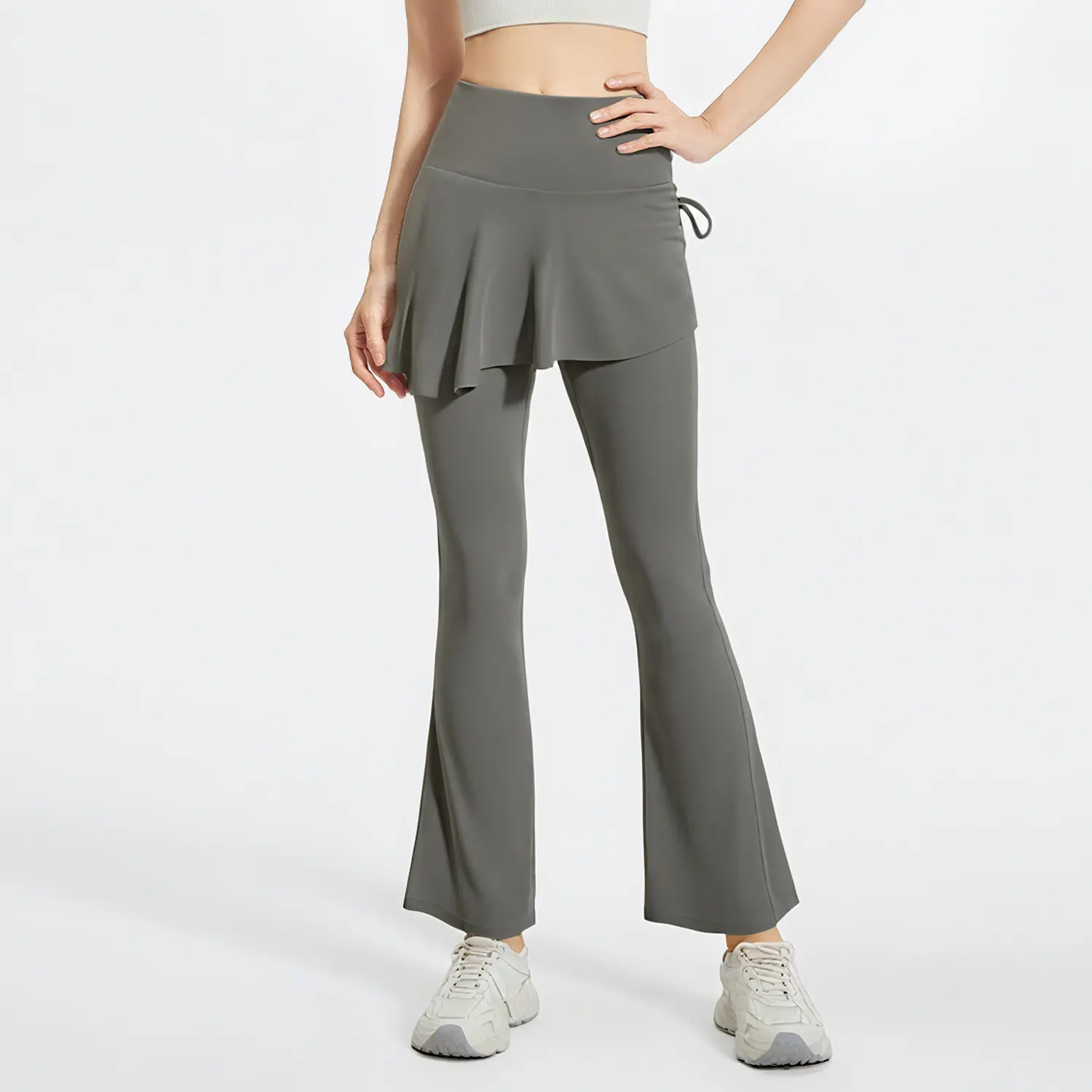 New wrinkled flared culottes fake two-piece micro-La Pilates high-waisted hip-lifting yoga pants
