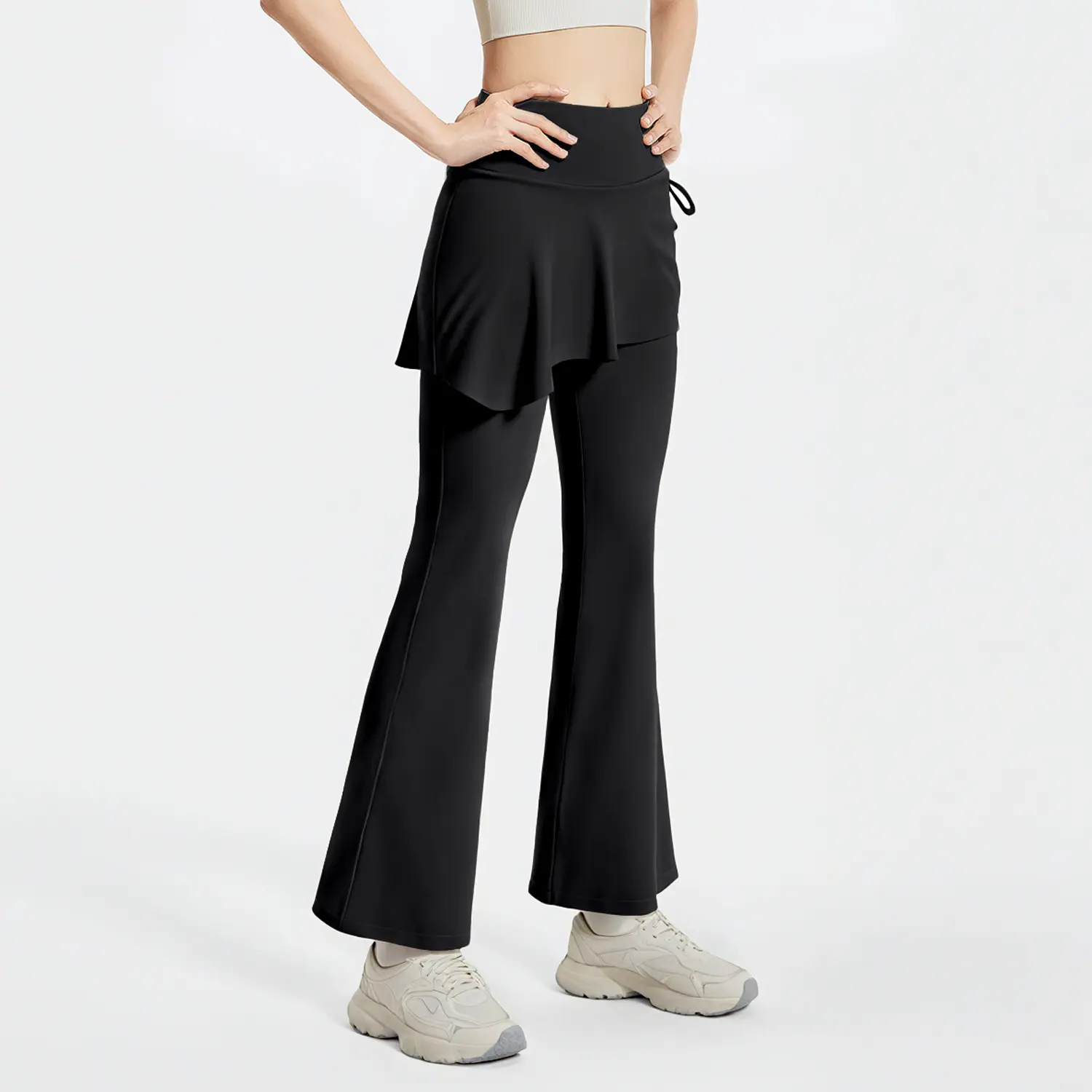 New wrinkled flared culottes fake two-piece micro-La Pilates high-waisted hip-lifting yoga pants