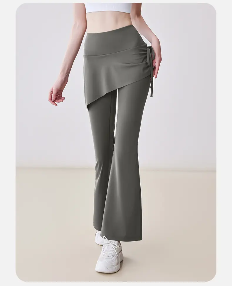 New wrinkled flared culottes fake two-piece micro-La Pilates high-waisted hip-lifting yoga pants