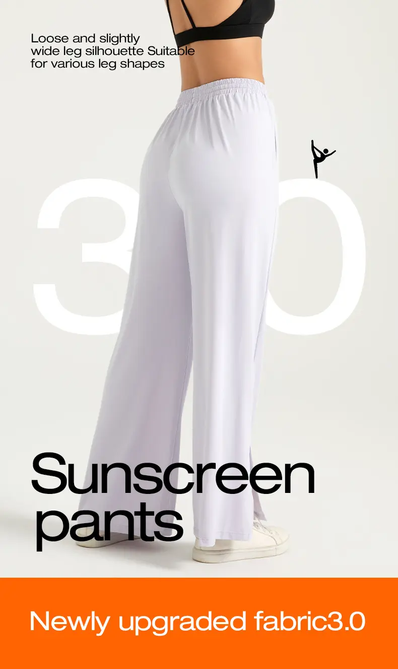 Juyitang sunscreen high-waisted wide-leg pants women's high elastic nude ice-sensitive anti-ultraviolet micro-pull sweatpants