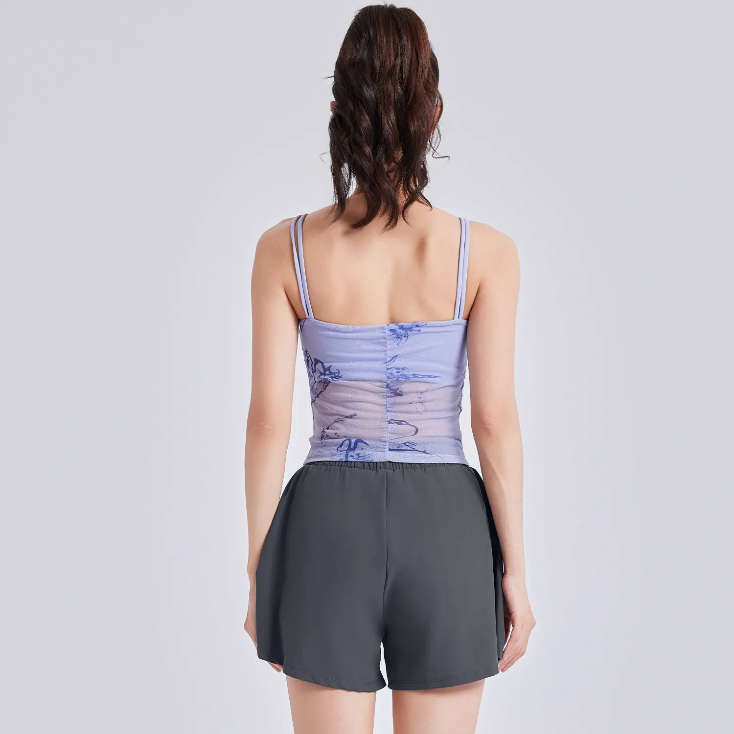 Juyitang's new national style printed suspender yoga suit set women's integrated fixed cup sports fitness suit