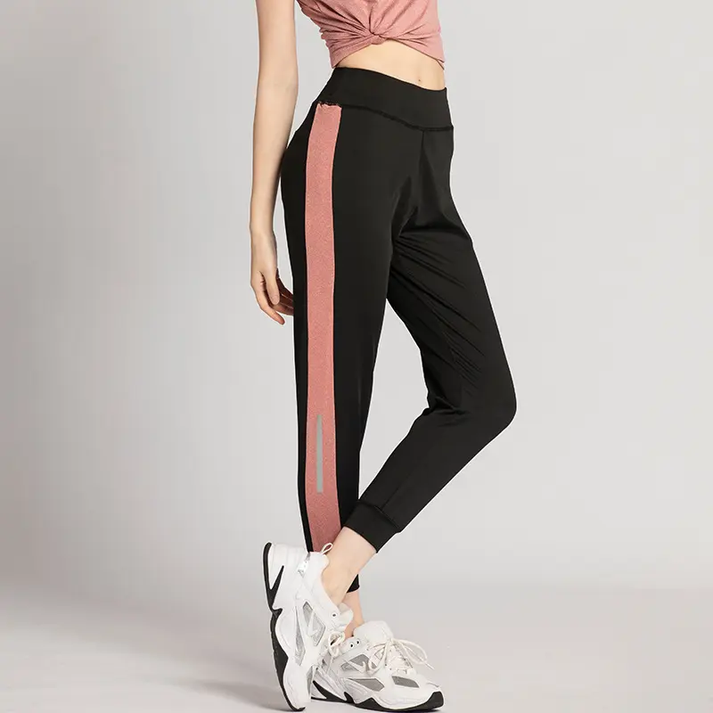 Sweatpants women's summer new side stripes reflective strips loose casual pants tied feet running fitness trousers