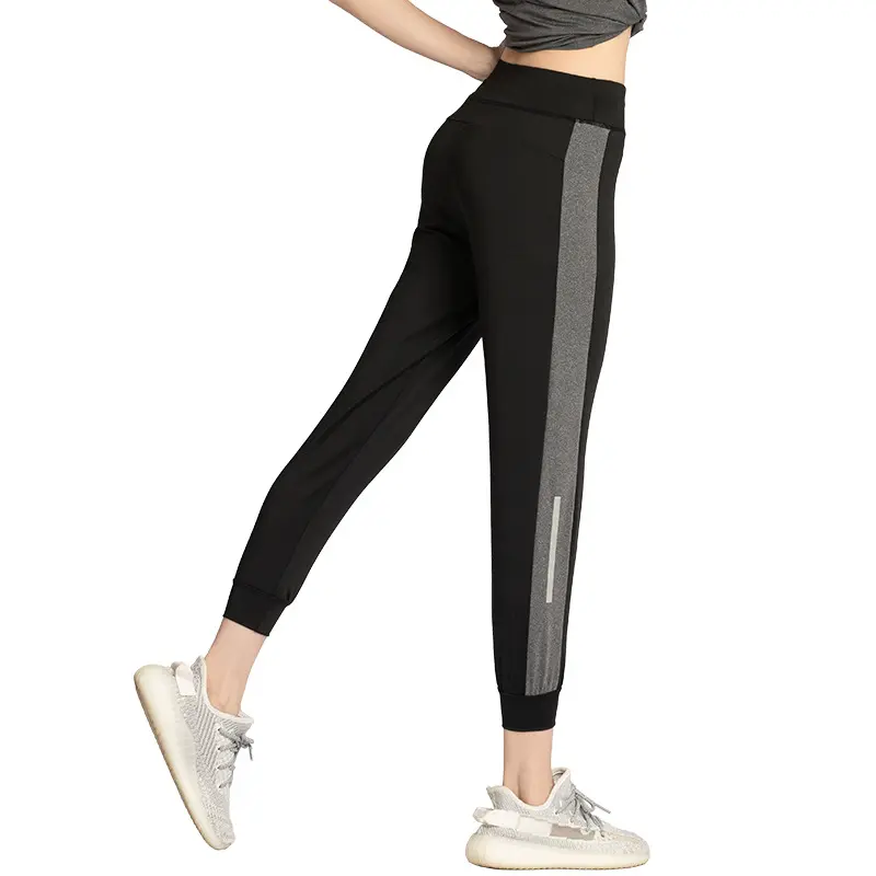 Sweatpants women's summer new side stripes reflective strips loose casual pants tied feet running fitness trousers