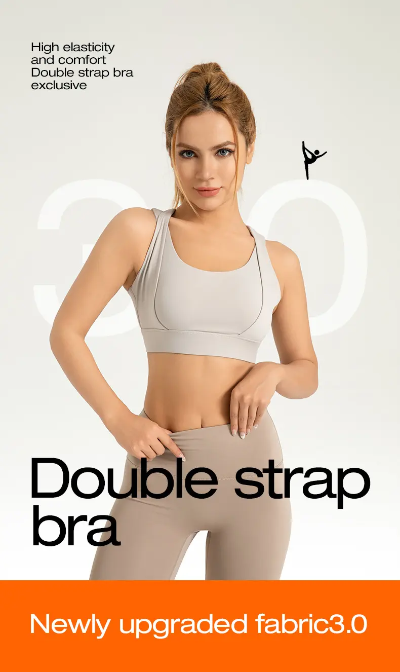 Juyitang double shoulder straps high-strength shockproof sports underwear double-layer fitness chest yoga bra