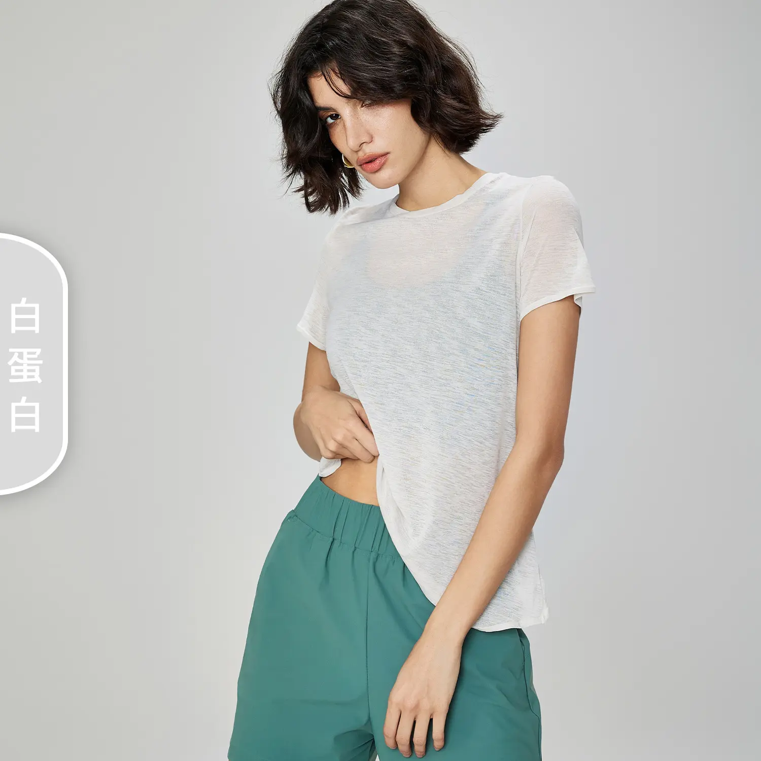 Slub yarn yoga T-shirt loose sports top women's fitness Pilates water droplets hollow back yoga clothes
