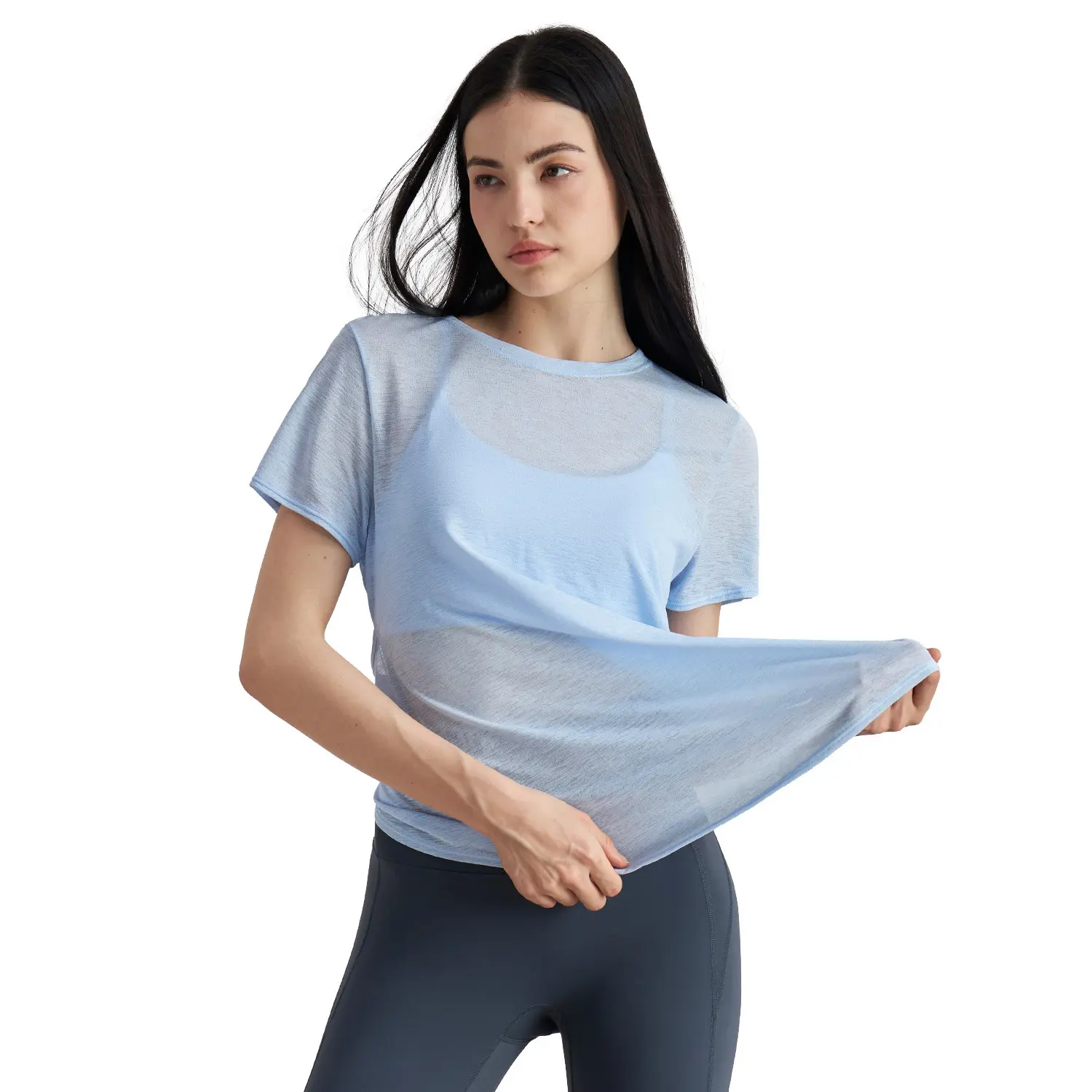 Loose yoga blouse hollowed out beauty back cross hem yoga clothes fitness top yoga tops women